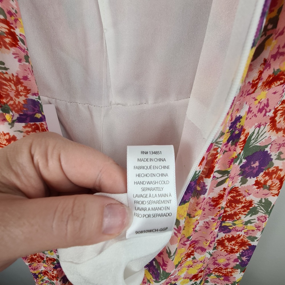 WAYF Chelsea Floral Tiered Ruffle Maxi Dress Pink Purple V-Neck High-Low Size S - Picture 7 of 12